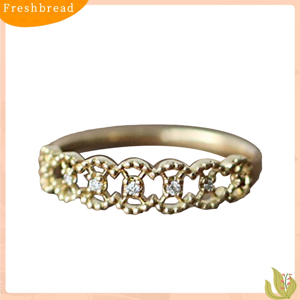 &lt; Freshbread &gt; Fashion Berlian Imitasi Bertatahkan Berongga Jari Cincin Wanita Pesta Pernikahan Perhiasan Hadiah