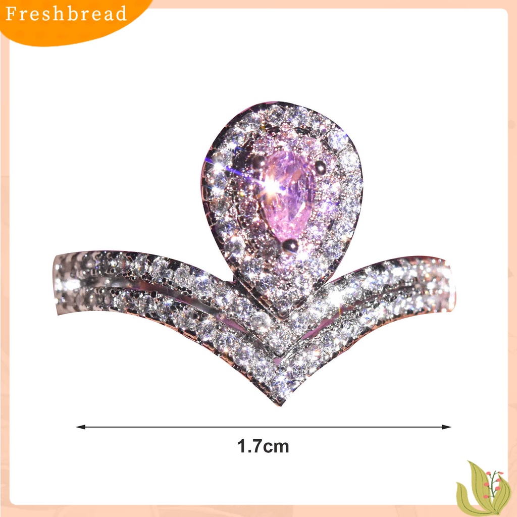 &lt; Freshbread &gt; Wanita Cincin Berbentuk Tetesan Air Perhiasan Moissanite Imitasi Cincin Kilau Terang Indah Untuk Perjamuan