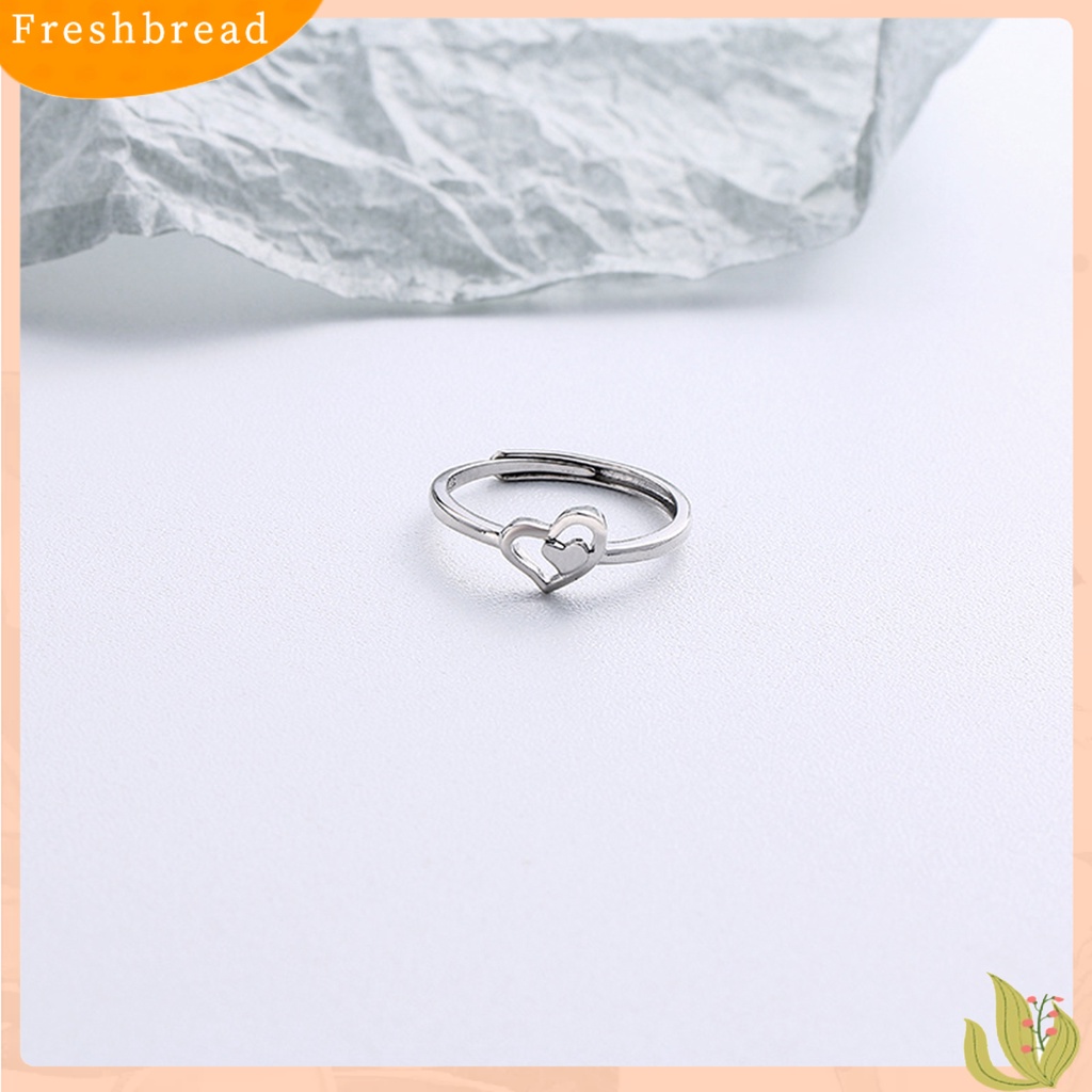 &lt; Freshbread &gt; Wanita Cincin Berongga Keluar Perhiasan Hati Ganda Gaya Korea Cut-out Finger Ring Untuk Pesta Perjamuan Prom