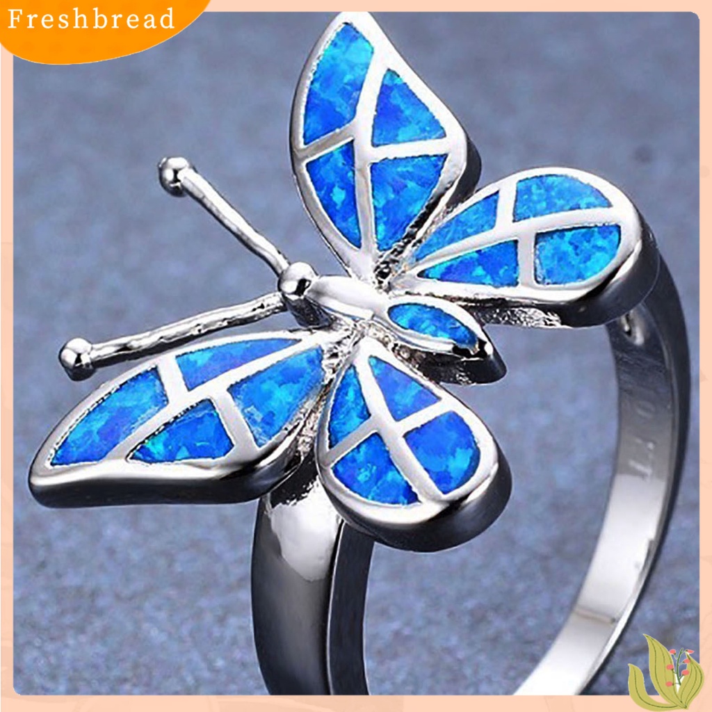 &lt; Freshbread &gt; Dekoratif Good-Looking Wanita Cincin Hadiah Elegan Berlian Imitasi Kupu-Kupu Cincin Perhiasan Alat Ekstra