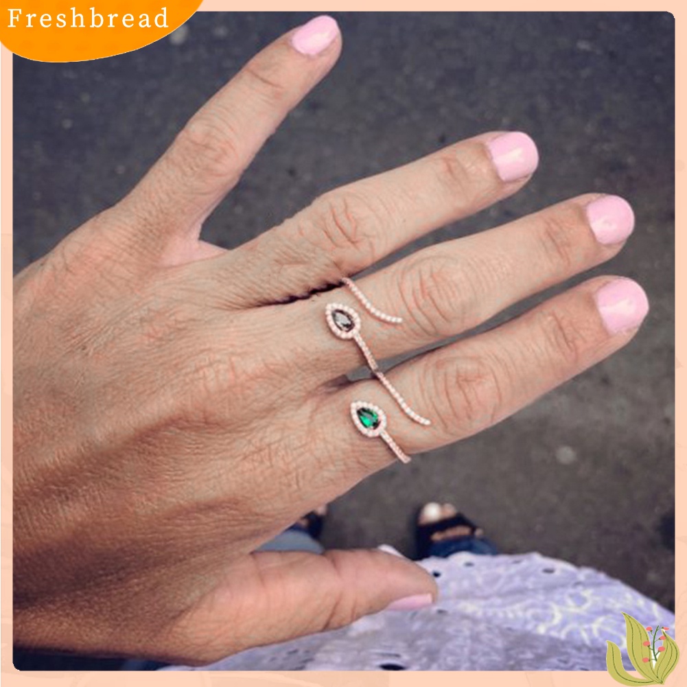 &lt; Freshbread &gt; Fashion Wanita Ular Kelahiran Berlian Imitasi Jari Cincin Pembukaan Yang Dapat Disesuaikan Perhiasan Hadiah