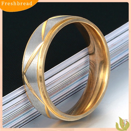 &lt; Freshbread &gt; Wanita Pria Cincin Pasangan Stainless Steel Pernikahan Band Janji Pertunangan Perhiasan