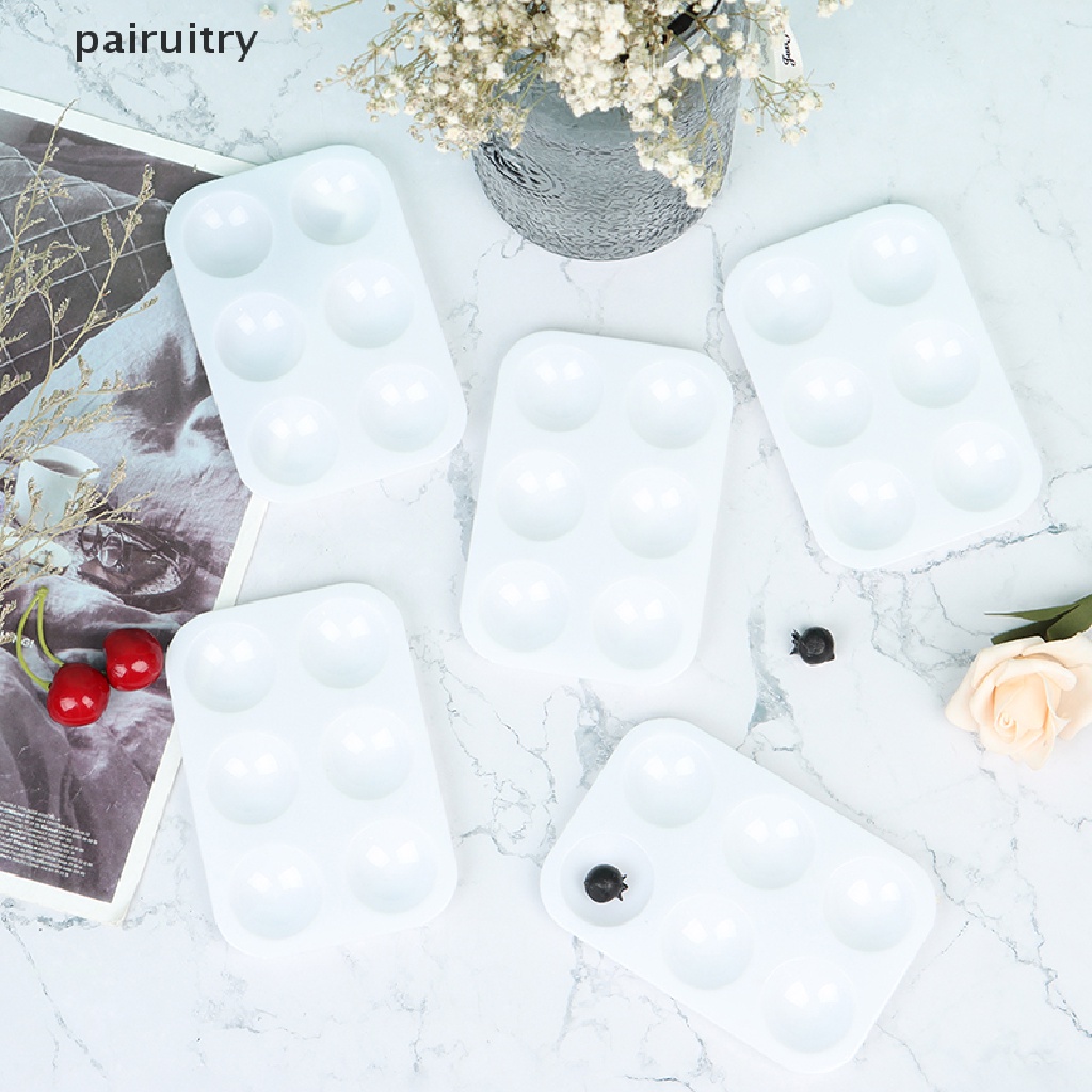 Prt 5PC 6lubang Putih Plastik Persegi Panjang Art Paing Palet Warna Perlengkapan PRT