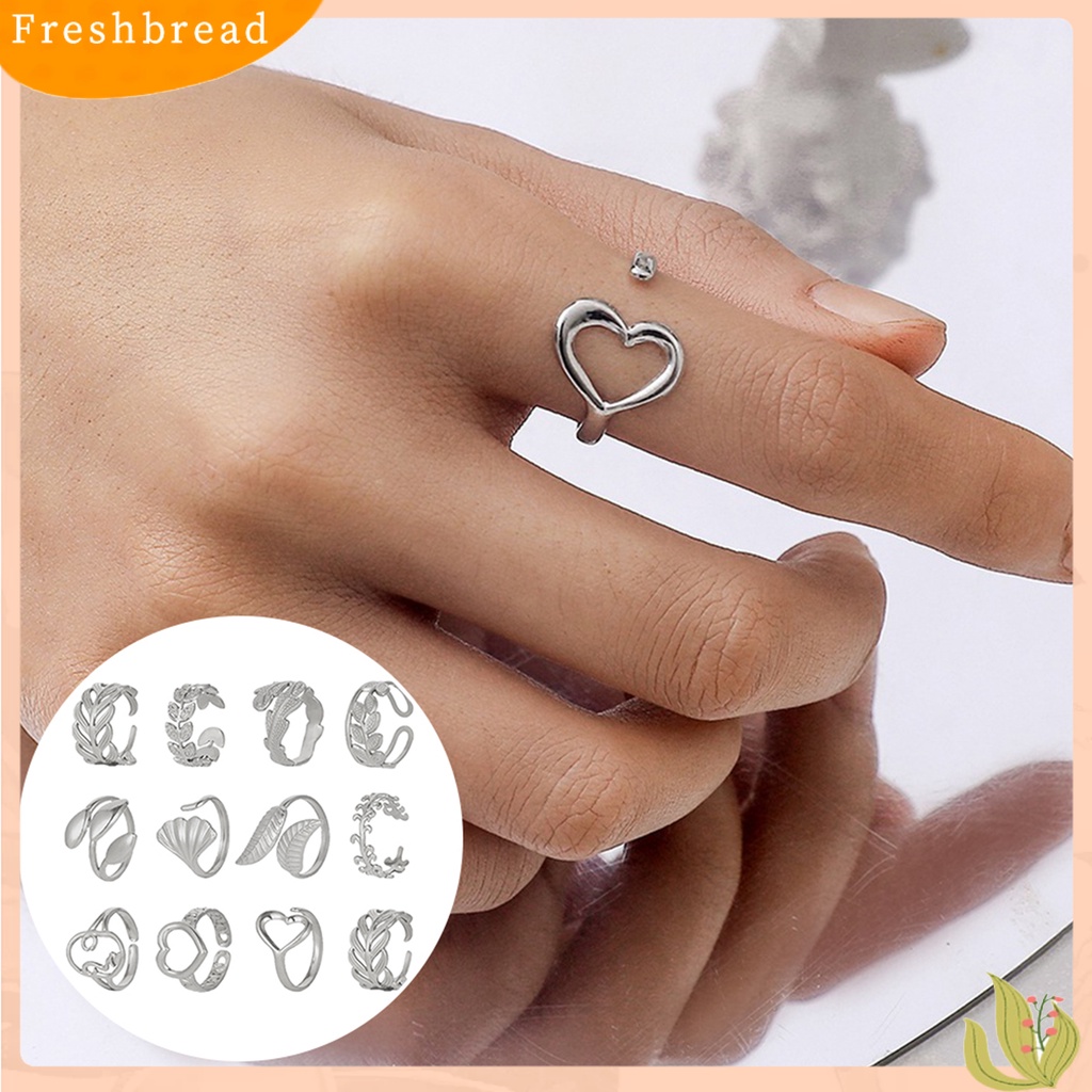 &lt; Freshbread &gt; Cincin Jari Daun Plating Aksesori Pembukaan Cincin Jari Adjustable Untuk Pesta Perjamuan Prom Pernikahan