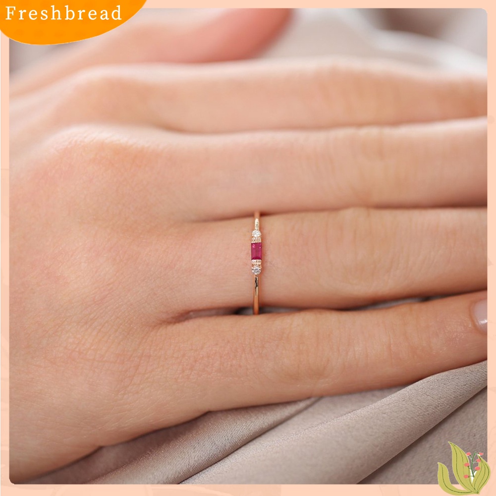 &lt; Freshbread &gt; Wanita Cubic Zirconia Tergabung Band Finger Cincin Pernikahan Pertunangan Perhiasan Hadiah