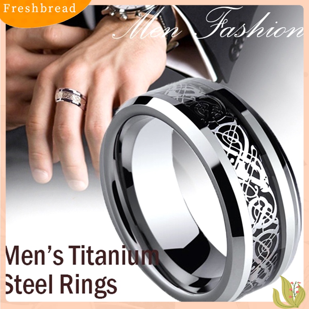 &lt; Freshbread &gt; Unisex Pola Naga Berlian Imitasi Cincin Baja Titanium Pertunangan Perhiasan Hadiah