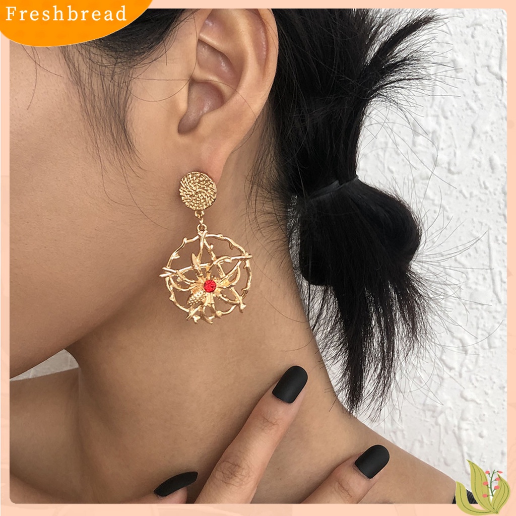 &lt; Freshbread &gt; 1pasang Menjuntai Anting-Anting Vintage Anti-Karat Alloy Pengerjaan Halus Indah Jaring Laba Laba-Laba Menjuntai Anting-Anting Untuk Pesta