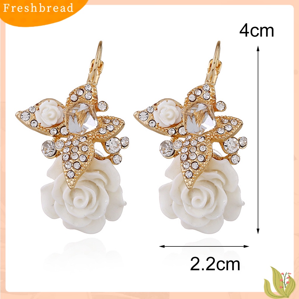 < Freshbread > 1pasang Anting Wanita Bunga Berlian Imitasi Vintage Electroplating Anting Gesper Telinga Tahan Lama Untuk Pernikahan