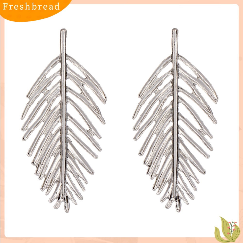 &lt; Freshbread &gt; Fashion Logam Berongga Daun Liontin Telinga Studs Wanita Anting Pesta Perhiasan Hadiah