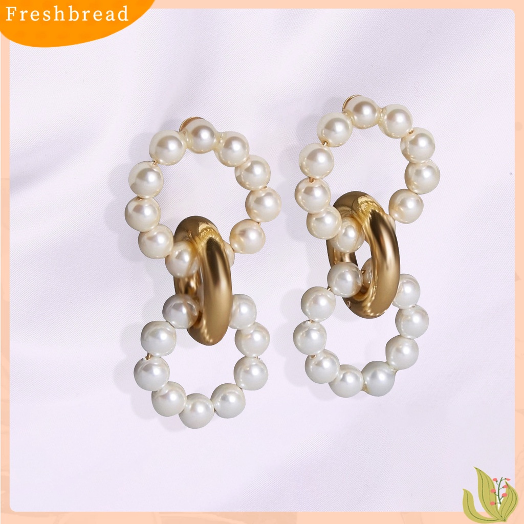 &lt; Freshbread &gt; Bohemian Bulat Mutiara Imitasi Anting Pejantan Telinga Besar Aksesori Perhiasan Fashion