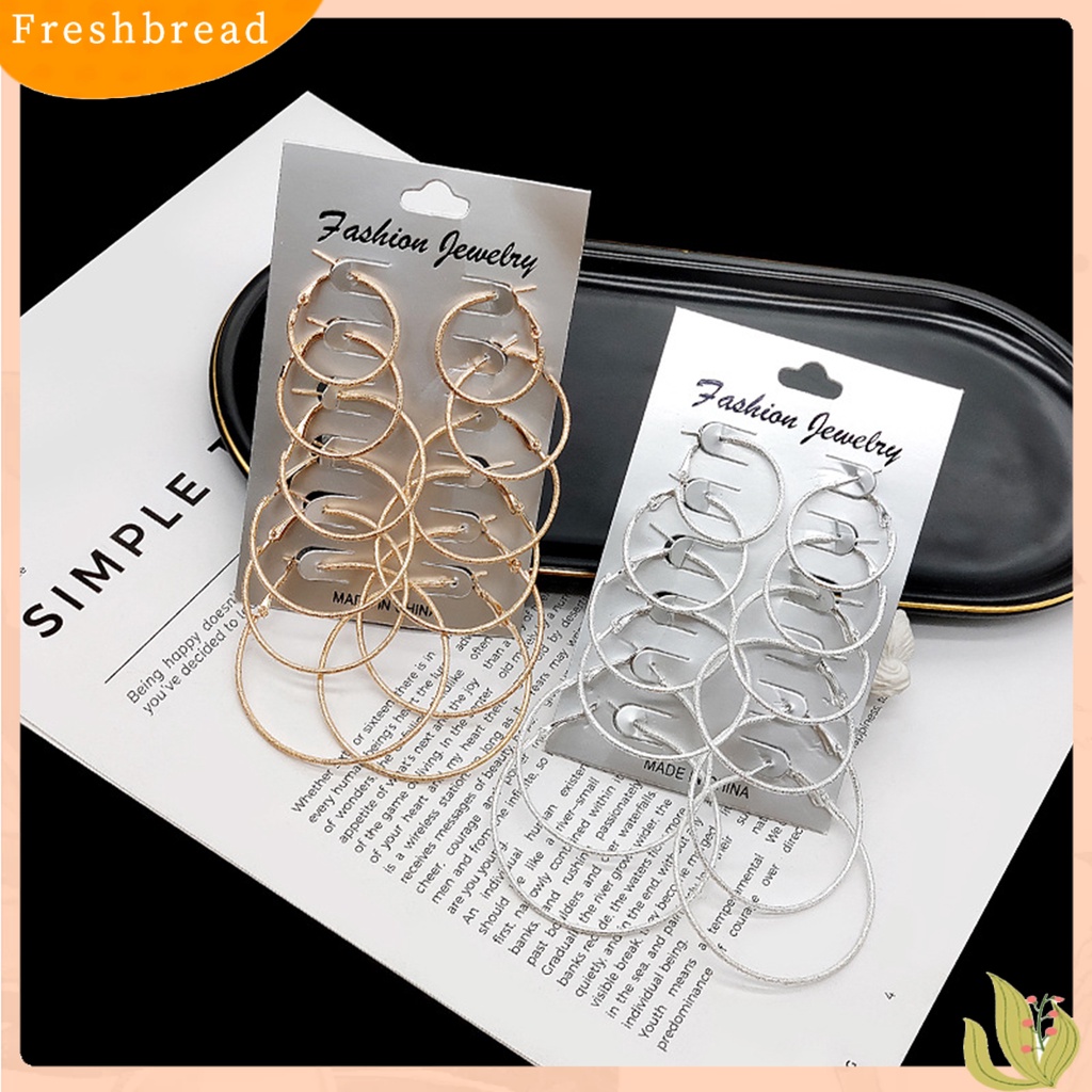 &lt; Freshbread &gt; 6pasang Anting Lingkaran Anting Tusuk Simple Punk Metal Bulat Halus Untuk Wanita