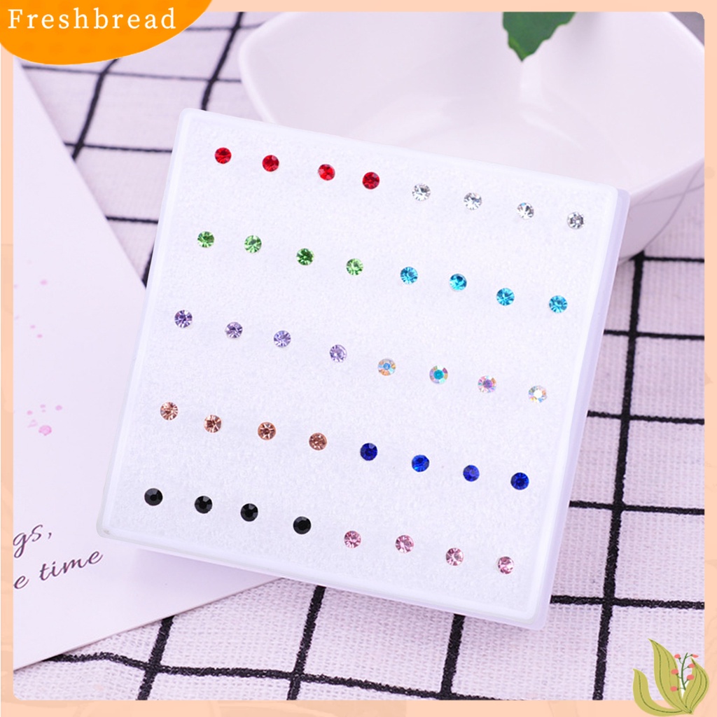 &lt; Freshbread &gt; 20pasang Wanita Ear Studs Set Shiny Cubic Zirconia Indah Ringkas Bersinar Multi-Warna Hias Stainless Tidak Bahaya Zirconia Women Earrings Set Untuk Pakaian Sehari-Hari