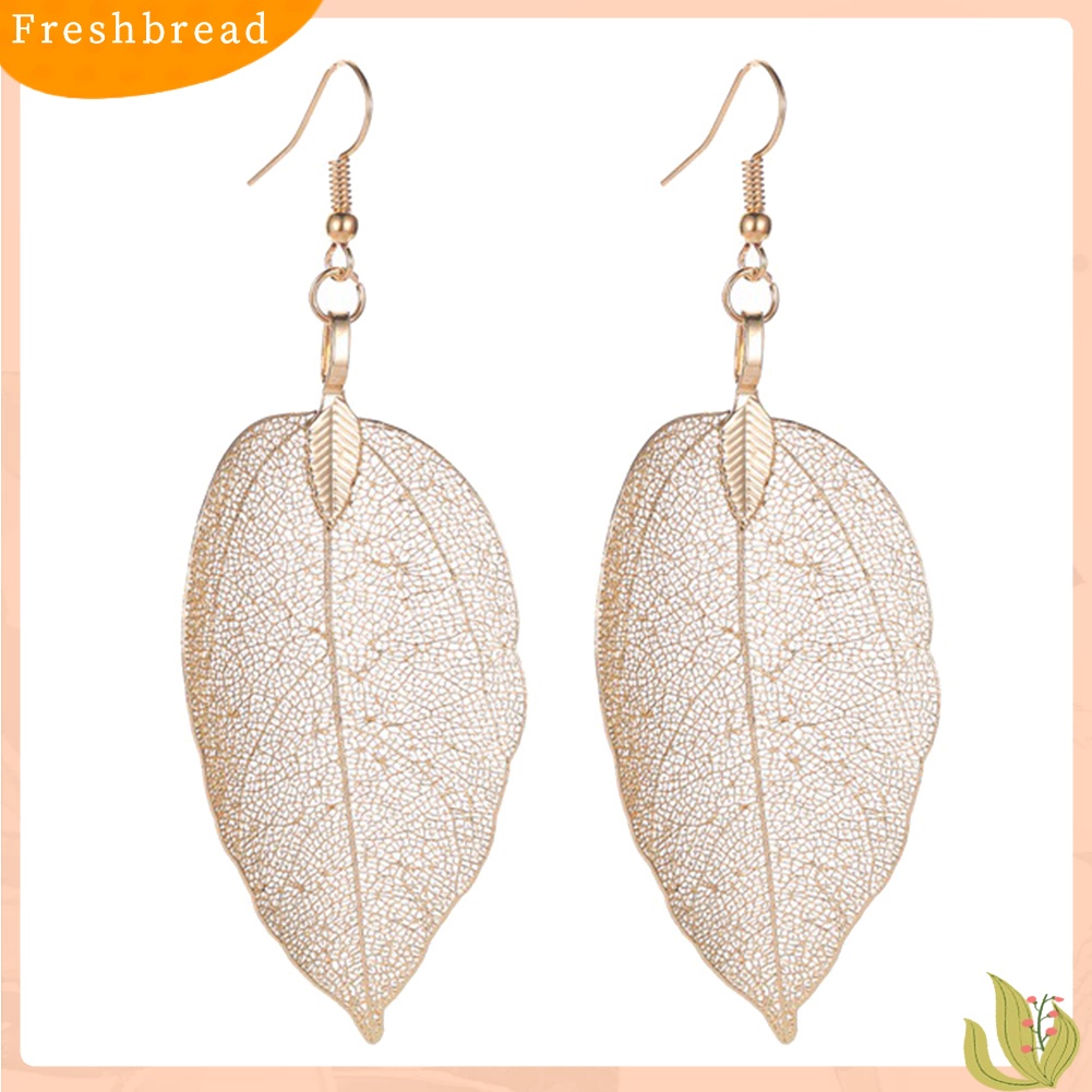 &lt; Freshbread &gt; Vintage Pesta Berongga Daun Drop Menjuntai Wanita Pernyataan Kait Anting Perhiasan