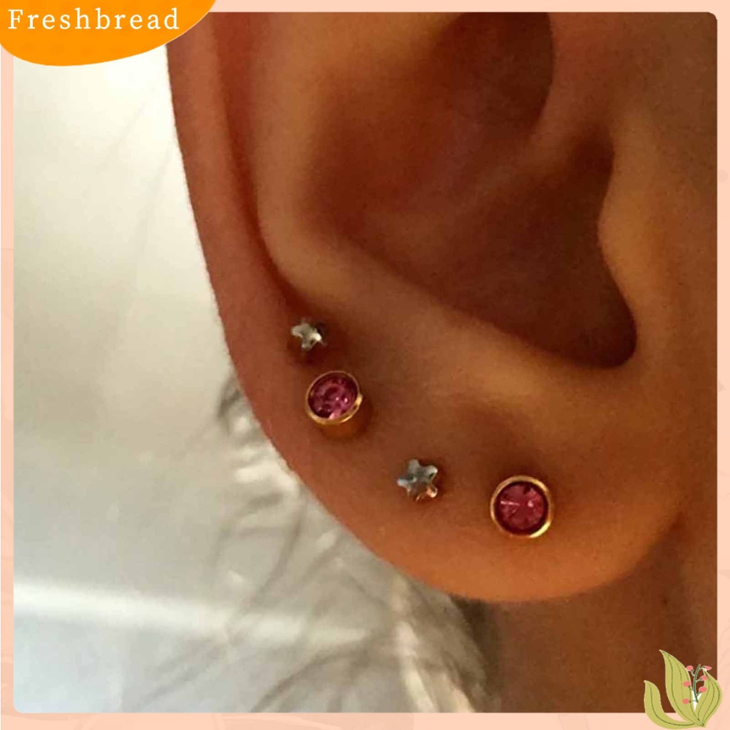 < Freshbread > 12pasang Stud Earring Piercing Anting Hadiah Akrilik Gadis Berlian Imitasi Hias Ear Studs Untuk Perjamuan