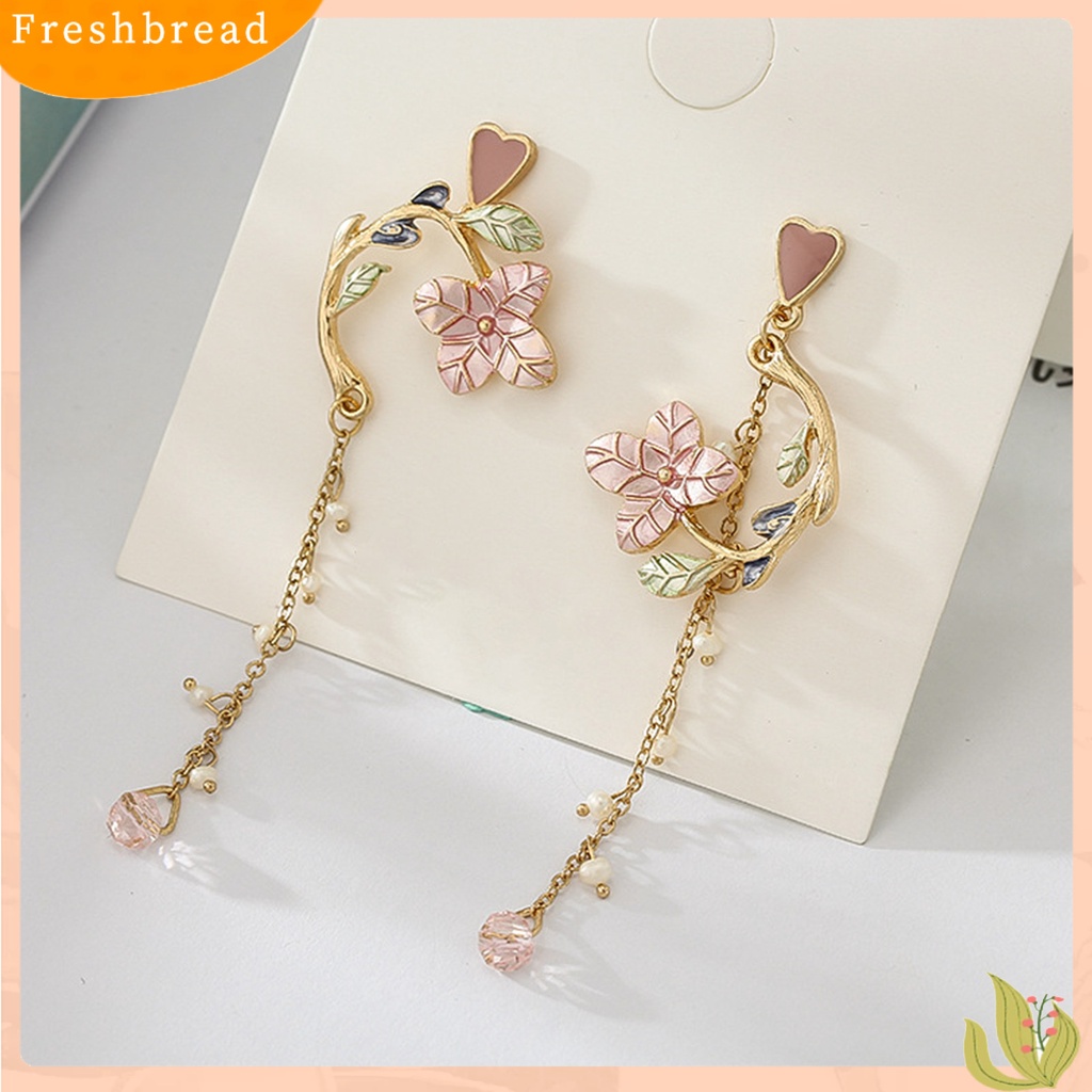 &lt; Freshbread &gt; 1pasang Anting Tusuk Perhiasan Bunga Asimetris All Match Anting Rumbai Menjuntai Untuk Pacaran