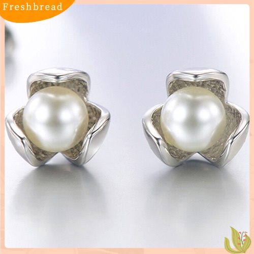 &lt; Freshbread &gt; Bunga925 Sterling Silver Ear Studs Berlian Imitasi Bola Anting Perhiasan Pernikahan