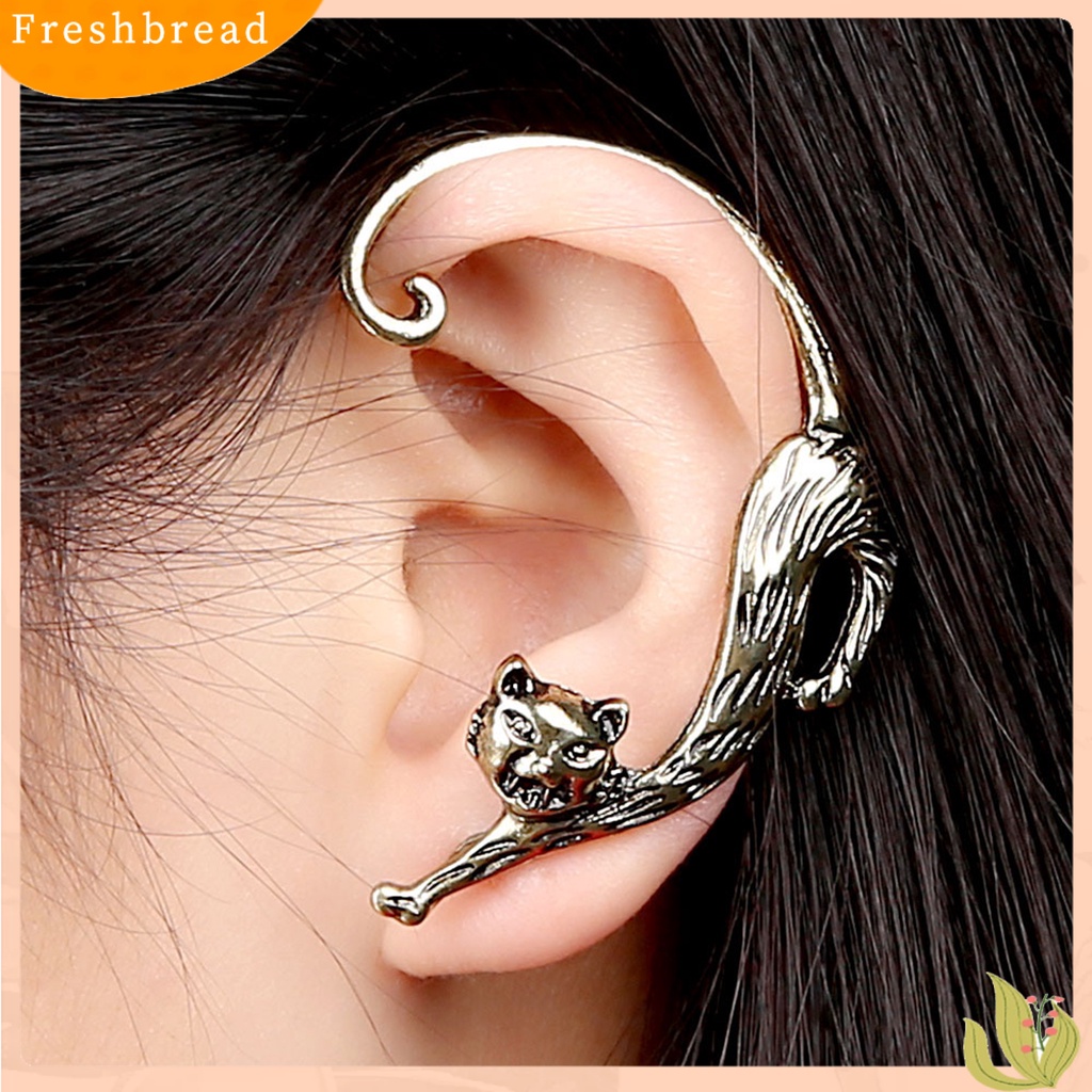 &lt; Freshbread &gt; Vintage Enchanting Kitten Ear Hook Earrings Aksesoris Perhiasan Ekor Kucing Stereo