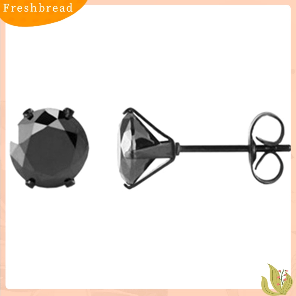 < Freshbread > 1Pc Punk Pria Wanita6/8mm Hitam Enam Cakar Cubic Zirconia Stud Earrings Perhiasan