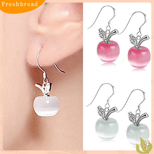 &lt; Freshbread &gt; Wanita Opal Apple Menjuntai925 Sterling Silver Zircon Eardrops Anting Kait