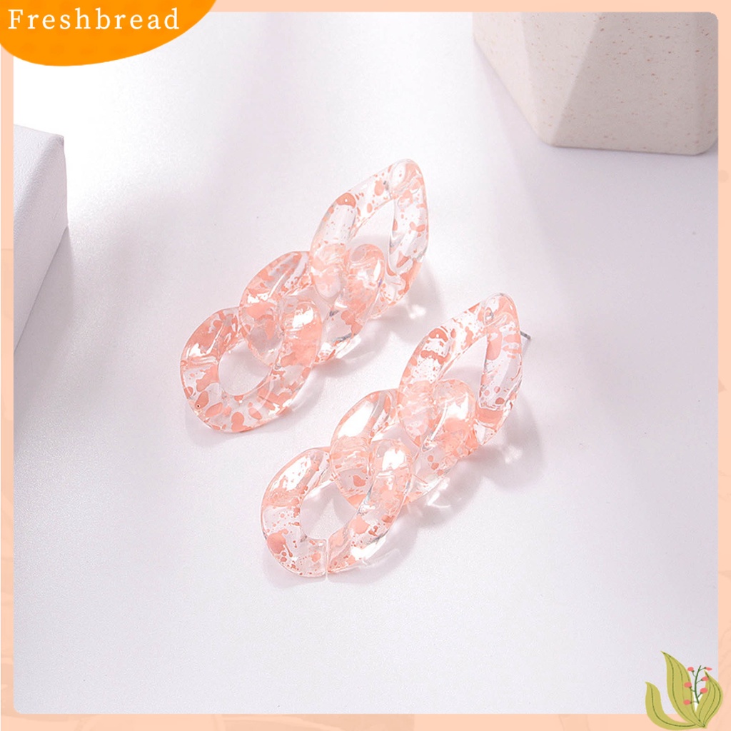 &lt; Freshbread &gt; 1pasang Anting Wanita Rantai Kuba Perhiasan Transparan Geometris Bohemian Drop Earrings Untuk Pesta