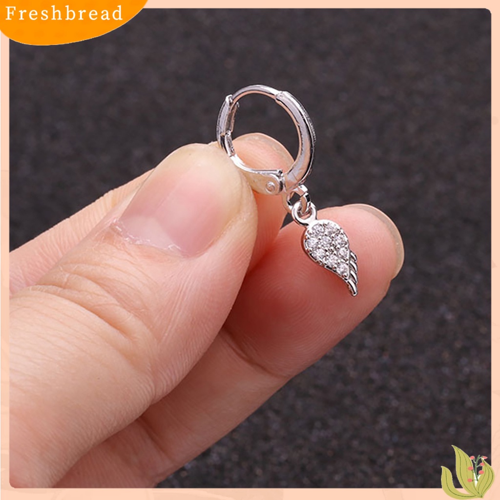 &lt; Freshbread &gt; 1Pc Wanita Cubic Zirconia Hias Salib Hati Bunga Menjuntai Huggie Anting Perhiasan