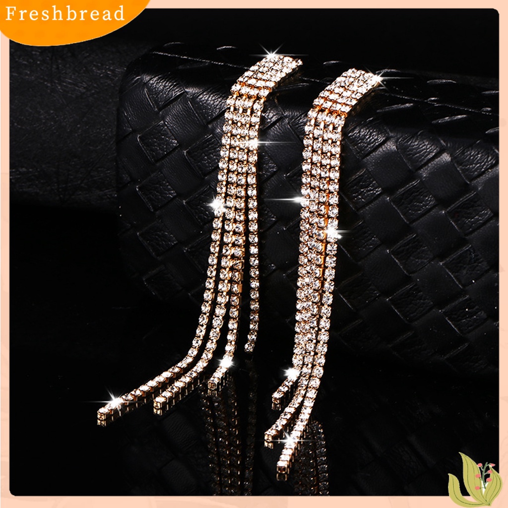 &lt; Freshbread &gt; 1pasang Drop Earrings Rhinestones Jumbai Perhiasan Bersinar Gaya Korea Anting Menjuntai Untuk Pesta Pernikahan Perjamuan Prom