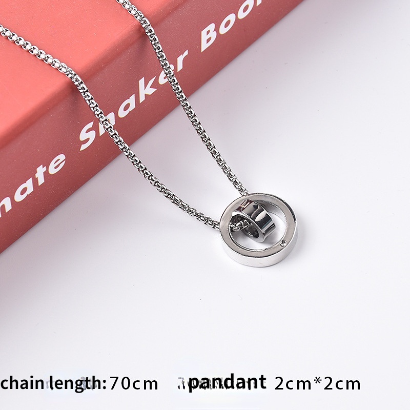 Korea Fashion Cinta Sederhana Double Rings Necklace Dua Lingkaran Pandent Kalung Untuk Wanita Pria Perhiasan Hadiah Pasangan