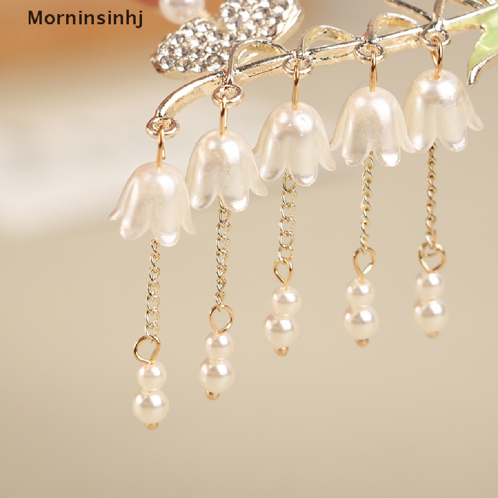 Mornin Fashion Anggrek Rumbai Hair Claw Clamp Berlian Imitasi Pearl Claw Clip Untuk Wanita id