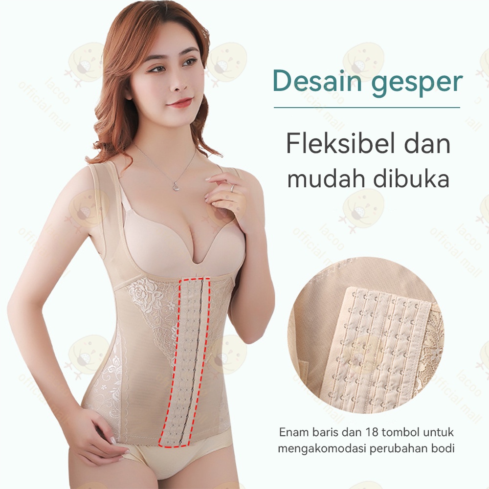 Lacoo Korset pelangsing perut buncit wanita Body shaper Korset long torso Korset melahirkan korset 6 baris