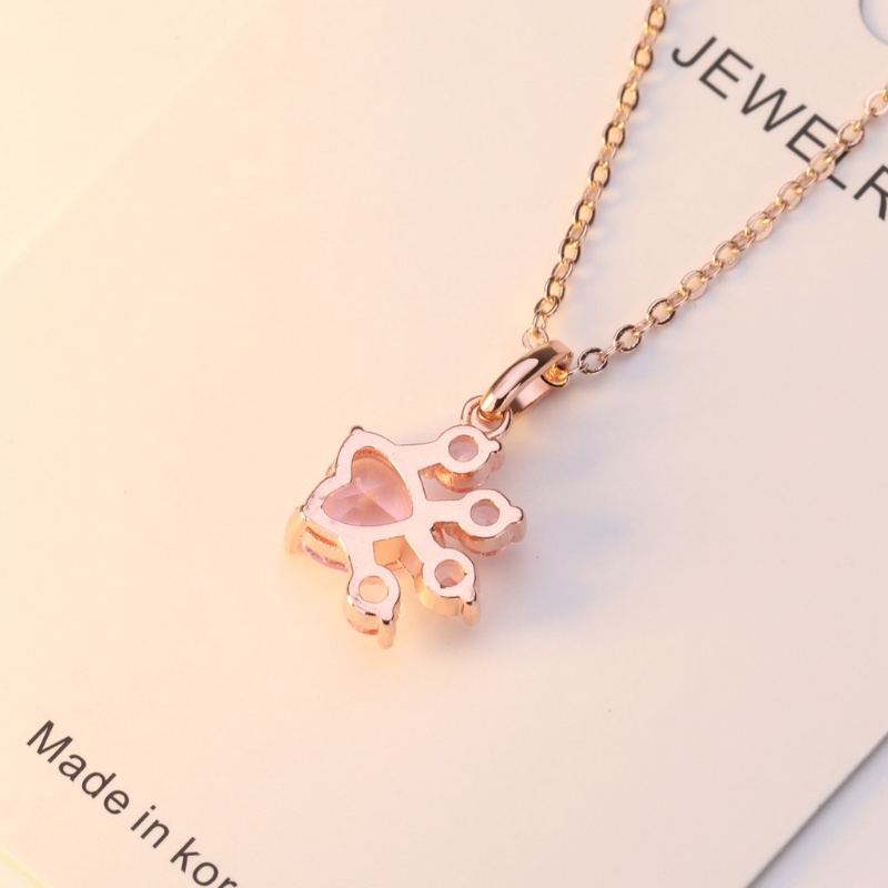 Goldkingdom Aksesoris Perhiasan Fashion Ready Stock Populer Kalung Jejak Kaki Liontin Zirkon Pink