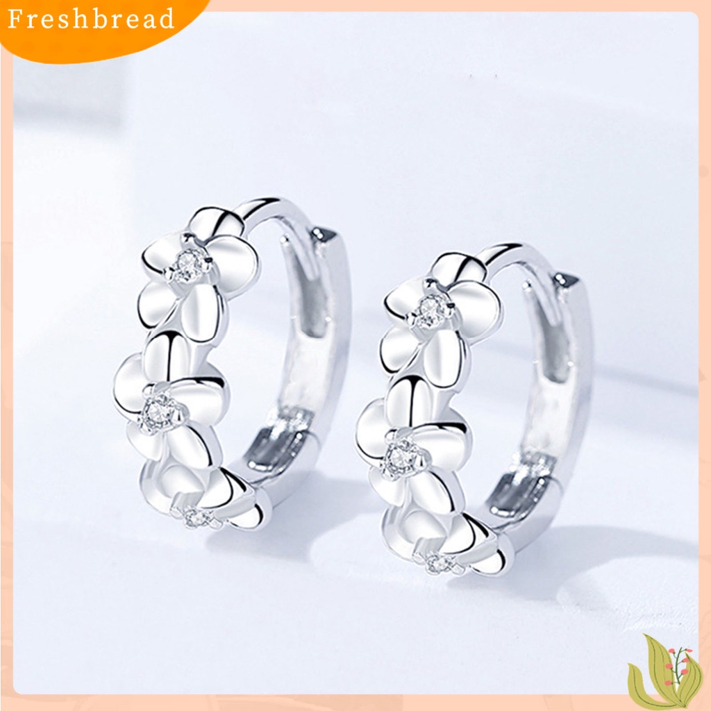 {In Stock} 1pasang Anting Hoop Wanita Bunga Berlian Imitasi Perhiasan Gaya Korea Jepang Semua Pertandingan Anting Lingkaran Mengkilap Untuk Prom