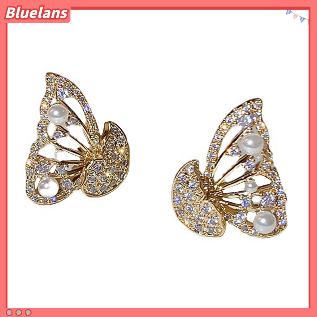 {In Stock} 1pasang Anting Wanita Trendy Pengerjaan Halus Desain Geometri Pesona Kupu-Kupu Telinga Giwang Untuk Pesta