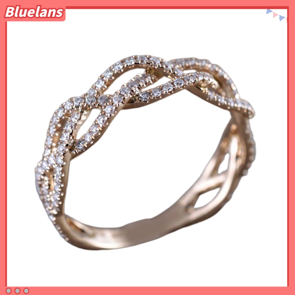 {In Stock} Cincin Wanita Bentuk Melintir Berlian Imitasi Perhiasan Fashion Penampilan Electroplated Finger Ring Untuk Pernikahan