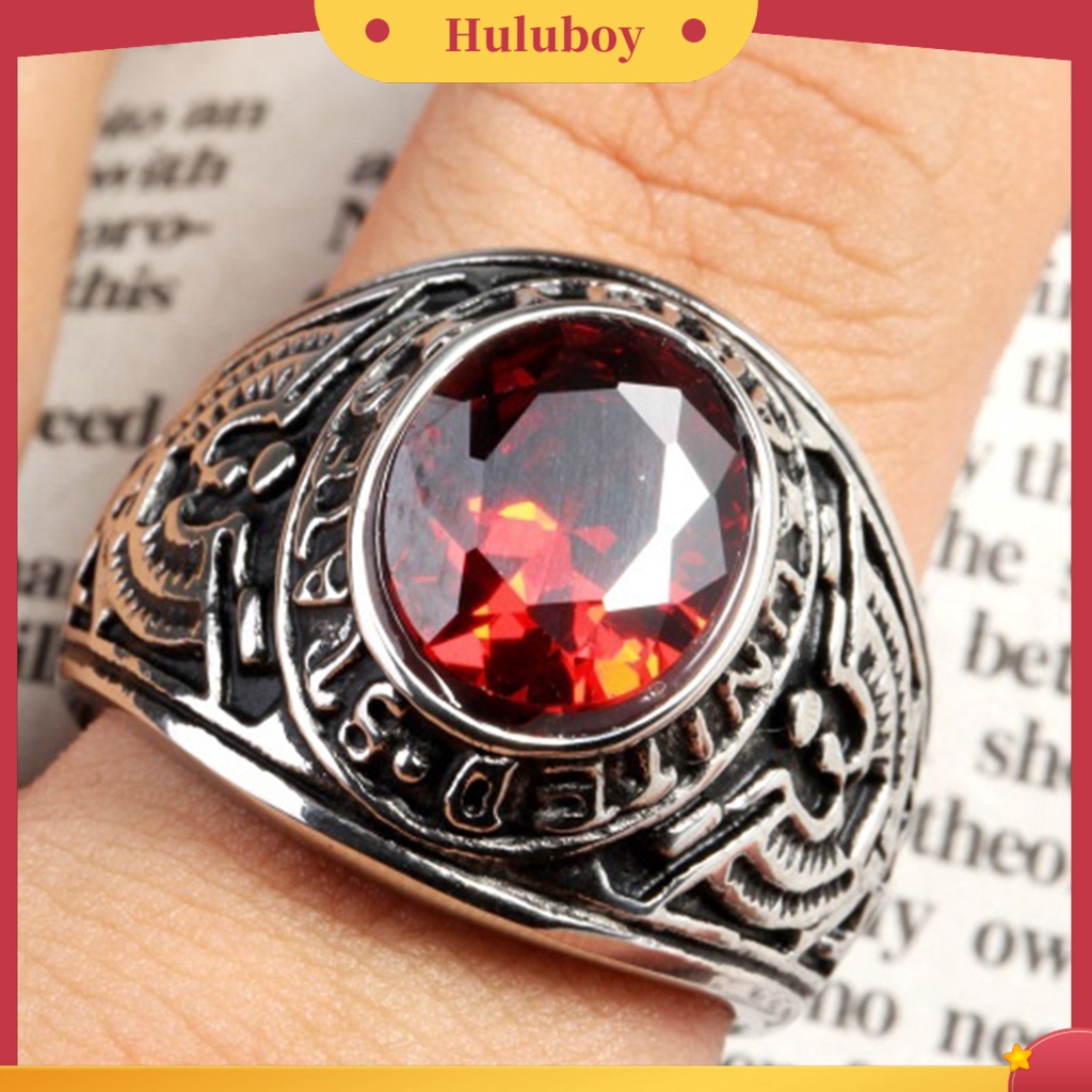 {Ready Stock} Cincin Punk Bentuk Oval Hias Berlian Imitasi Punk Klasik Ring Untuk Pesta