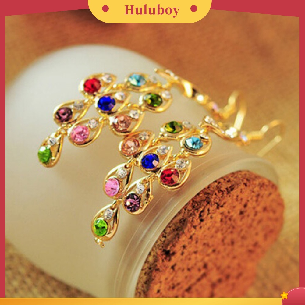 {Ready Stock} Wanita Bohemian Retro Peacock Eardrop Pendant Berlian Imitasi Besar Menjuntai Drop Earrings