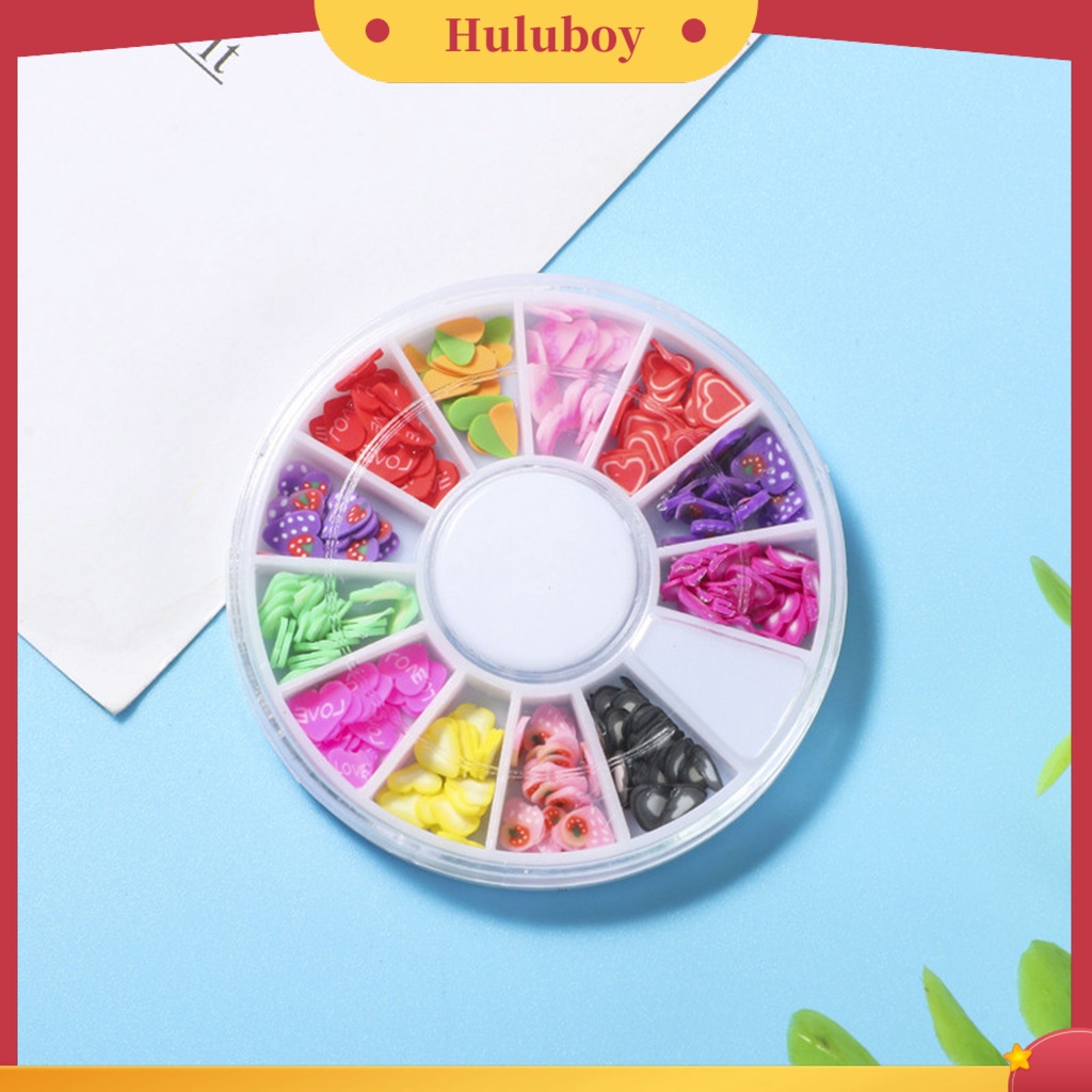 {In Stock} 1kotak Irisan Kuku Bentuk Buah Bunga Efek 3D Ultra Tipis Polymer Mixed Nail Art Slime DIY Charms Untuk Perempuan
