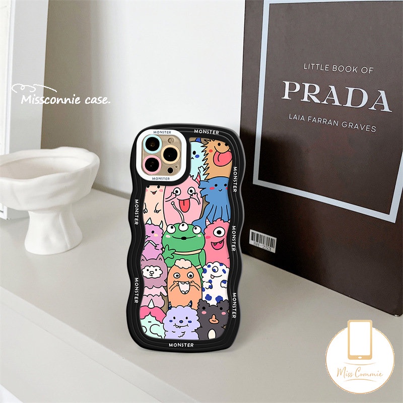 Case Redmi Note Hewan Lucu Imut10 11 11Pro 10s 11s 8 9 9s 10Pro Max Redmi 12C 9A A1+10A 10 9C A1 9 10C 9T POCO M3 X3 NFC Pro Mi 11T Pro Kartun Monster Kecil Bergelombang Tepi Sarung