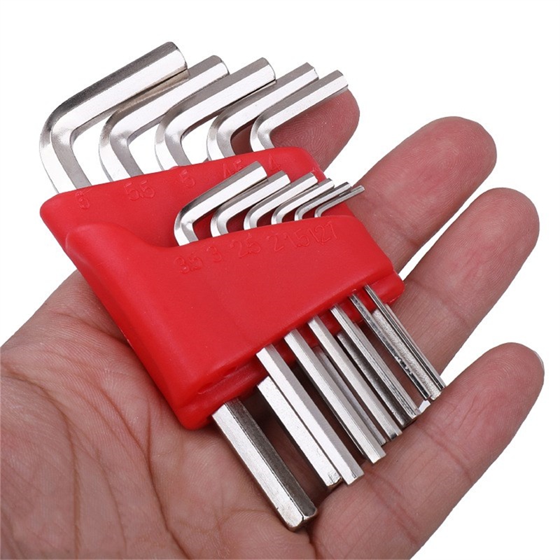 [AYBX] 8per1pcs Kunci Pas Allen Metric Wrench Inch Kunci L Ukuran Kunci Allen Set Alat Lengan Pendek Mudah Dibawa Di Kantong