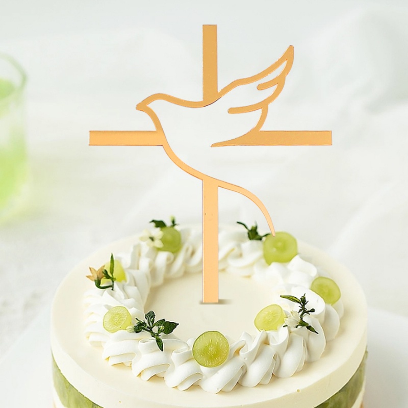 Peace Dove Berbentuk Topper Kartu Emas Akrilik Kue Insert Piring Coklat Muffin Es Krim Hiasan Baking Dessert Dekorasi Aksesoris