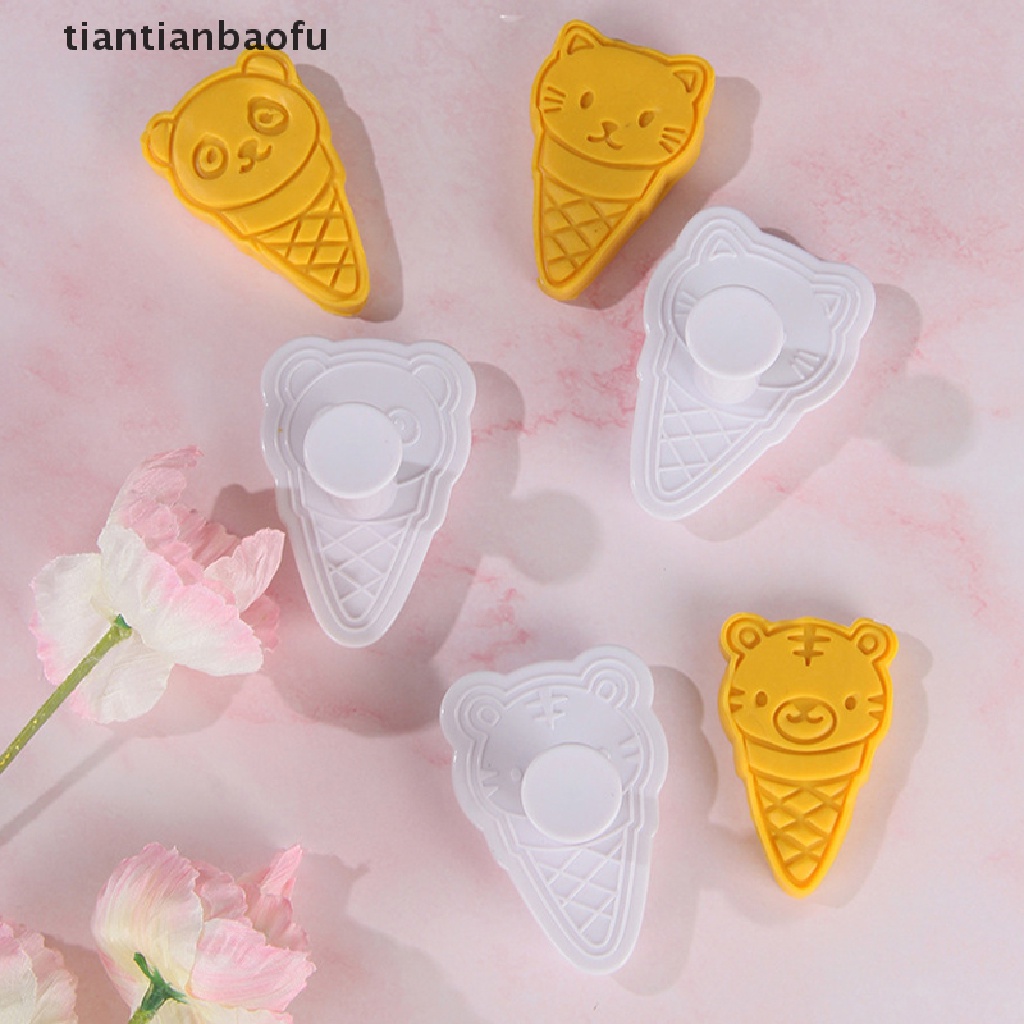 [tiantianbaofu] 3pcs/set Cetakan Es Krim Hewan Cookie Cutter Fondant Kue Decorag Tools Butik