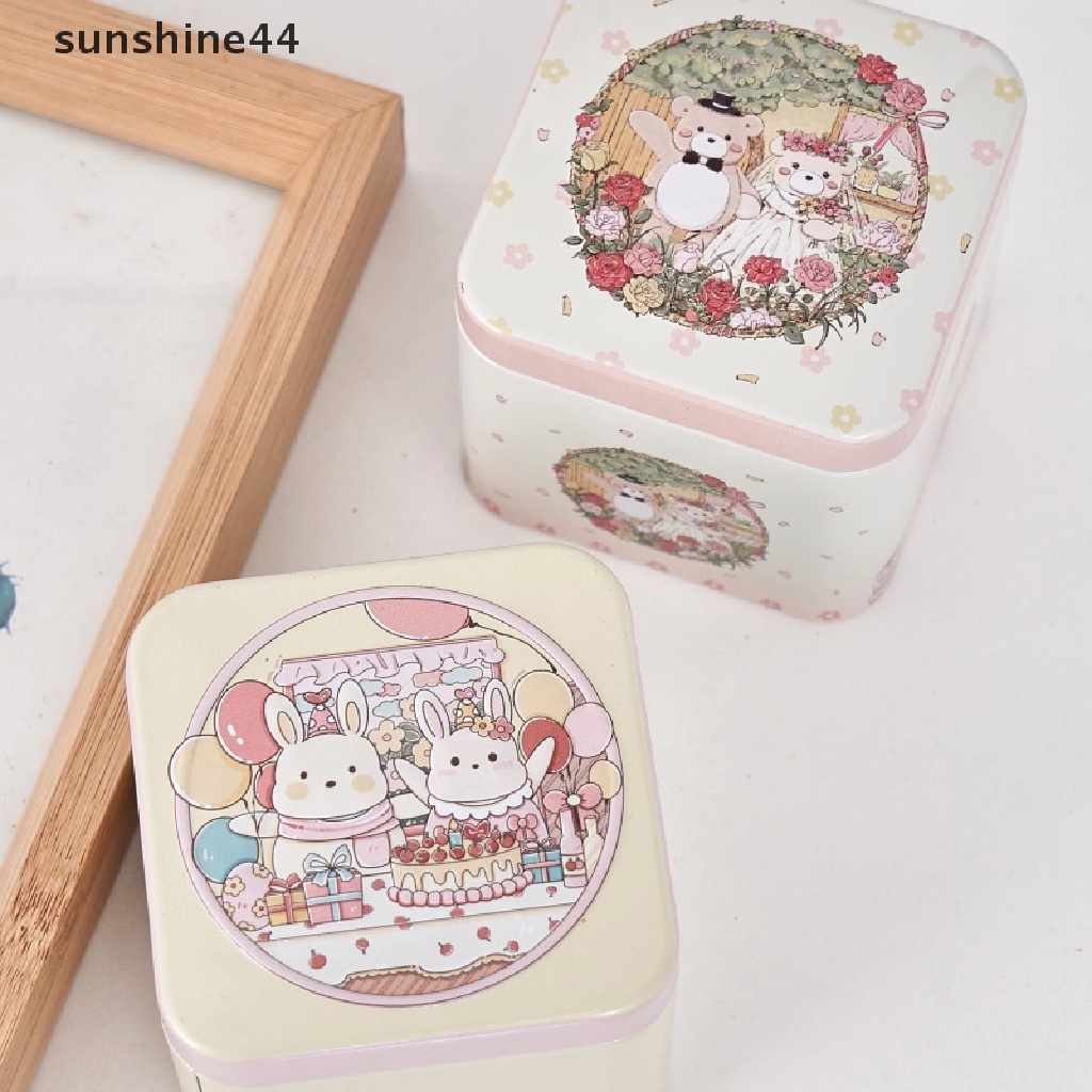 Sunshine Candy Box Motif Kartun Beruang Kelinci Bagus Sealing Vintage Easter Cookie Tins ID