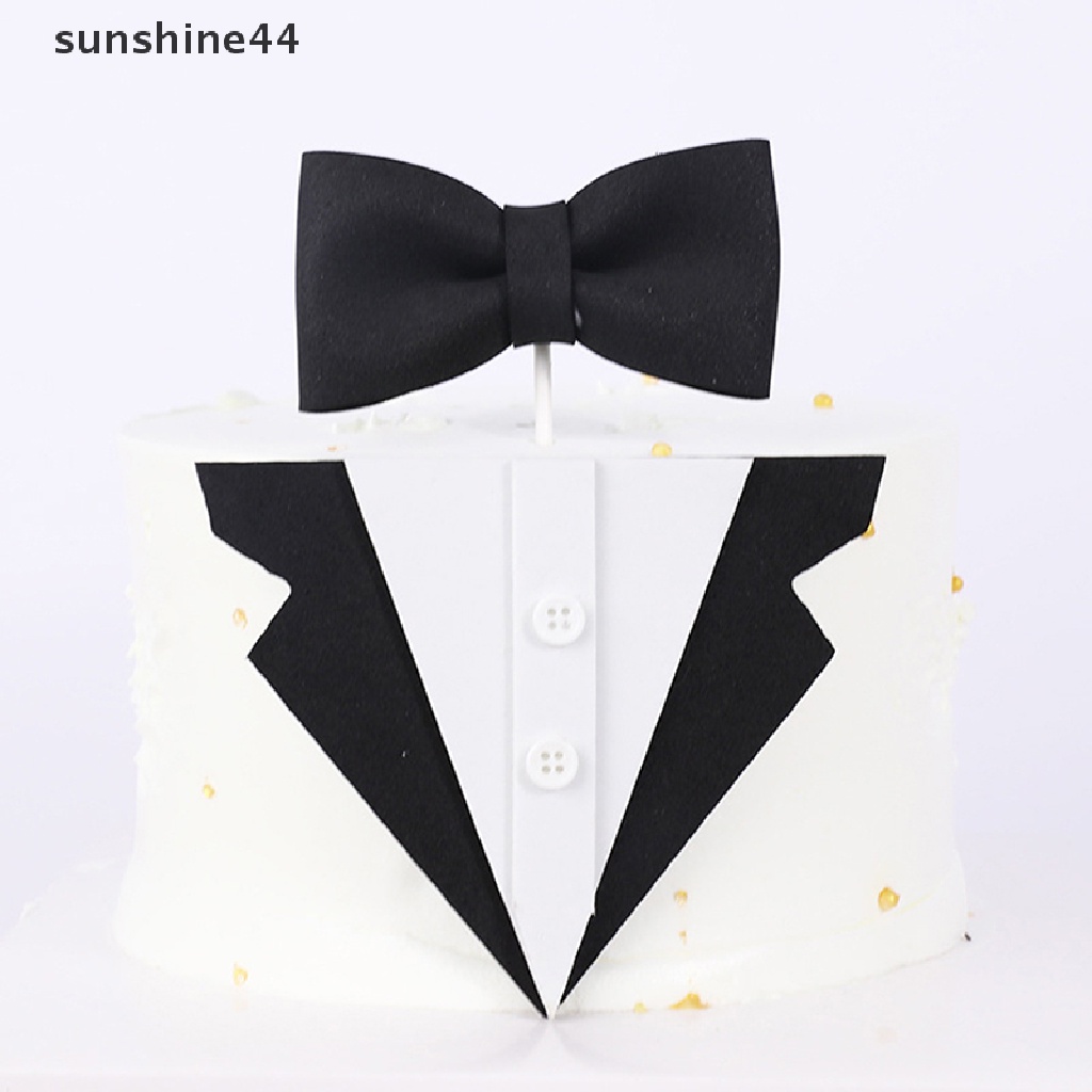 Sunshine Bowtie Kerah Decorag Alat Pria Setelan Topper Kue Cupcake Hari Ayah Pesta DIY ID