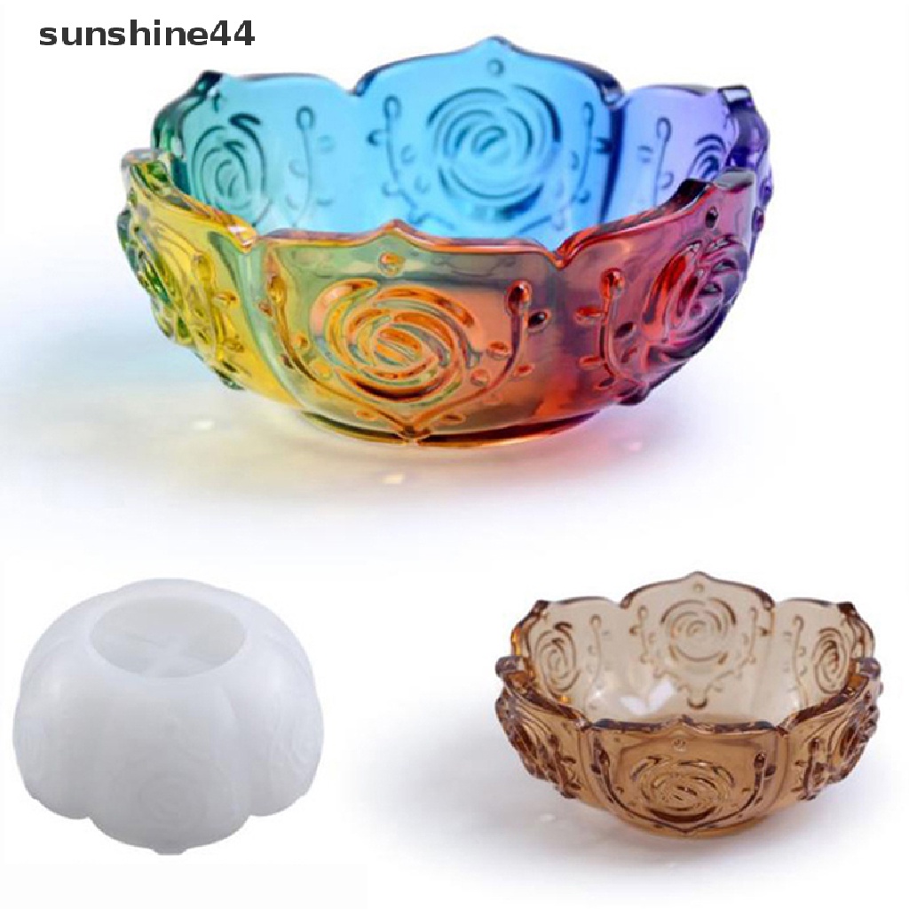 Sunshine 1Pc Cetakan Mangkuk Penyimpanan Mawar DIY Motif Bunga Storage Bowl Mirror Silicone Mold ID