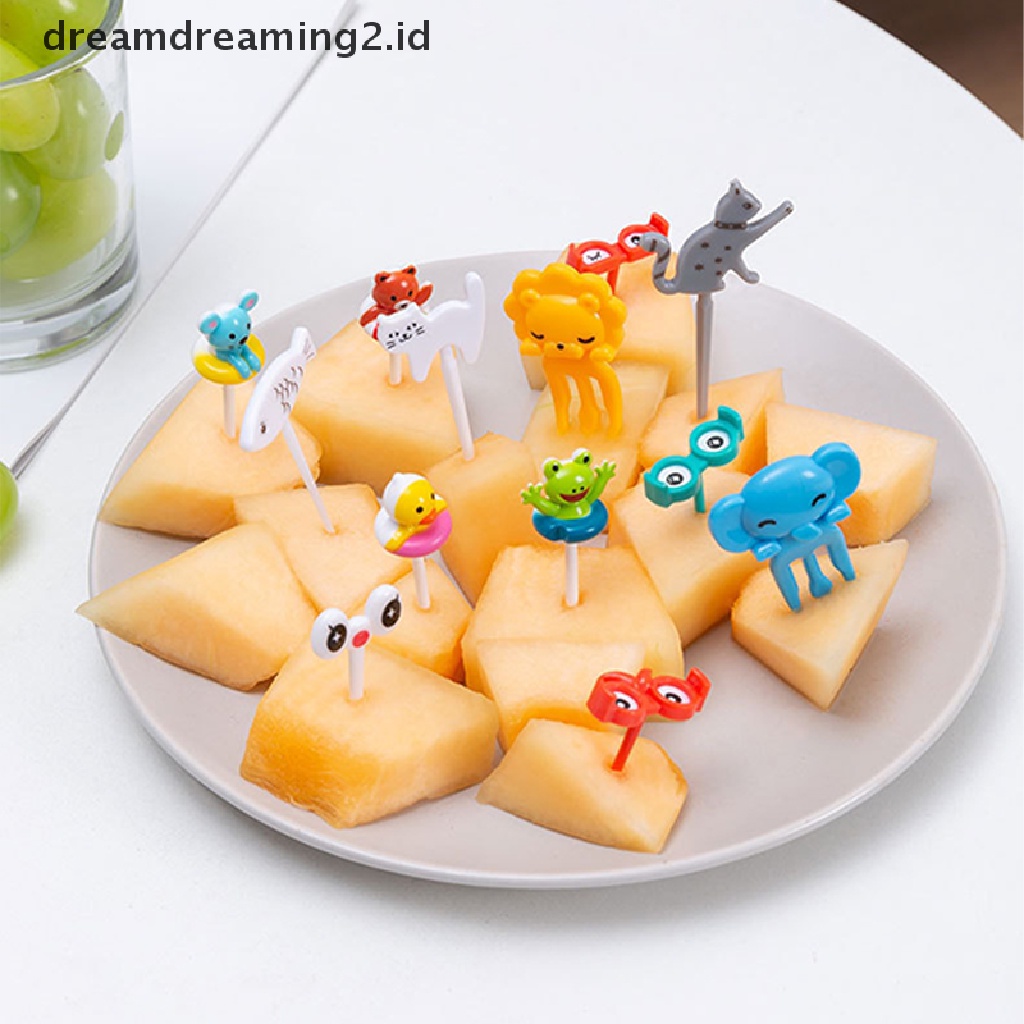 (hot) 6per8/10pcs Mini Kartun Food Pick Kid Food Garpu Buah Bento Box Decor Reusable//