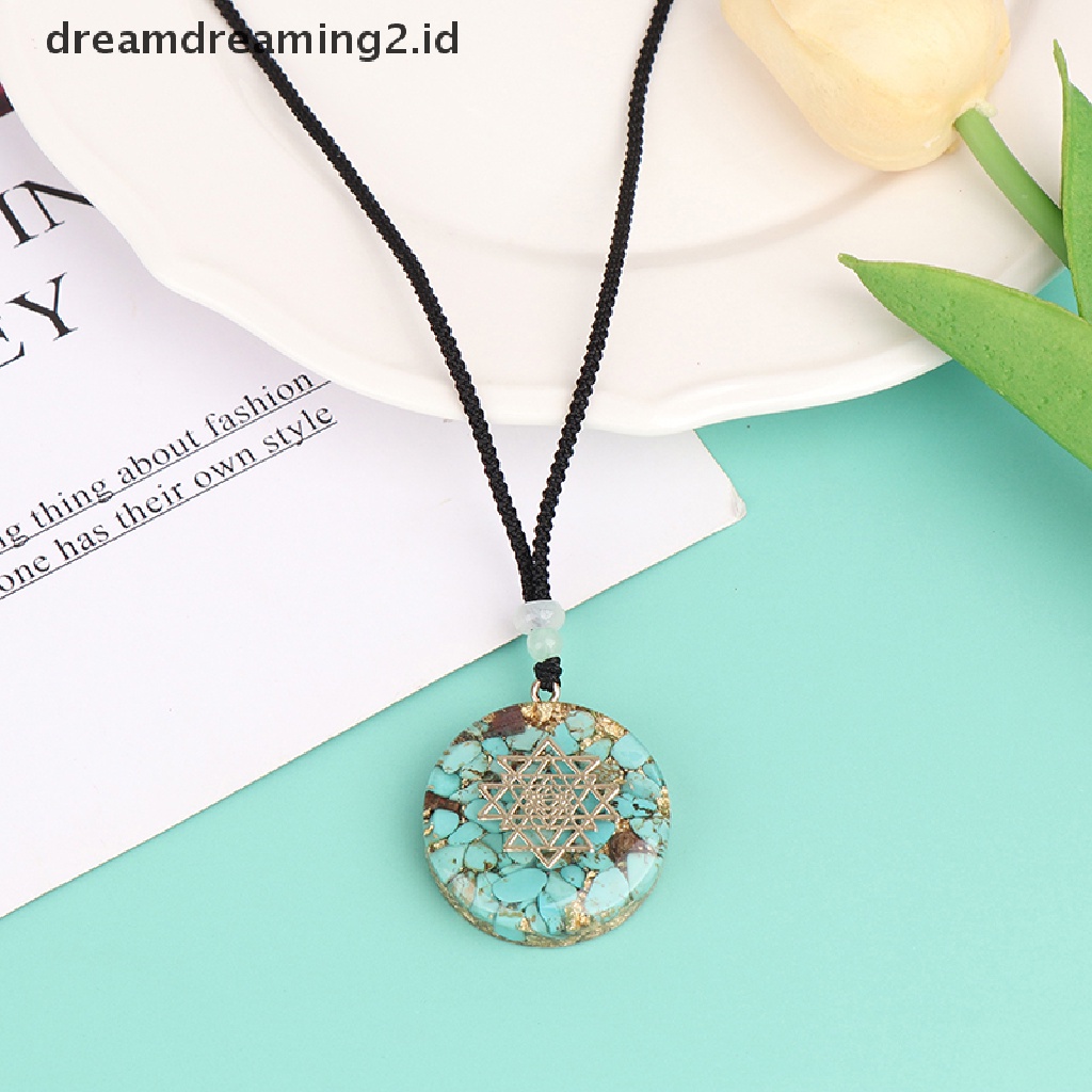 (hot) Orgonite Energy Pendant Sakral Sri Yantra Orgonite Chakra Kalung Kerajinan Tangan//