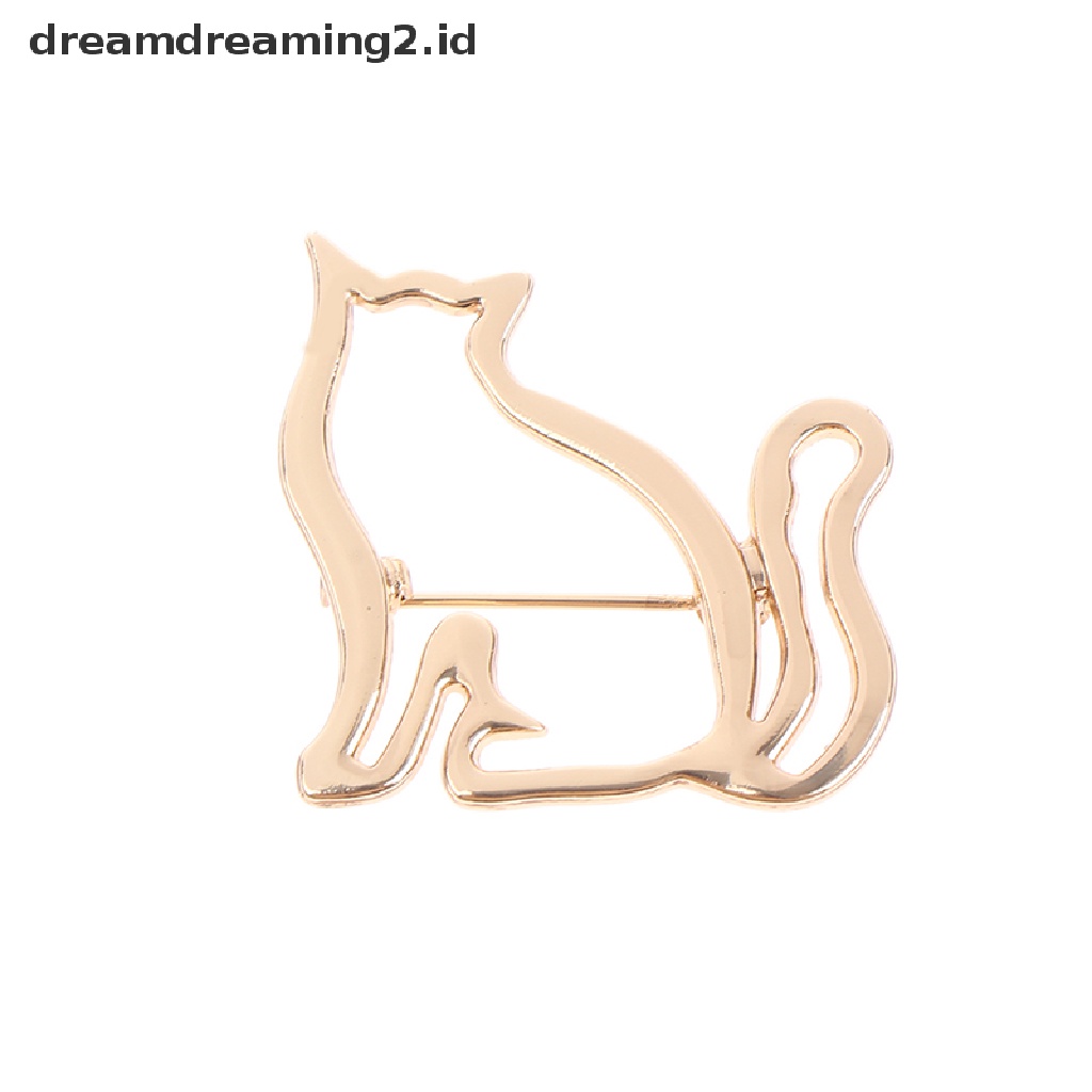 (hot) Bros Kucing Kecil Berongga Lucu Untuk Wanita Kepribadian Selendang Jas Sweater Pin//