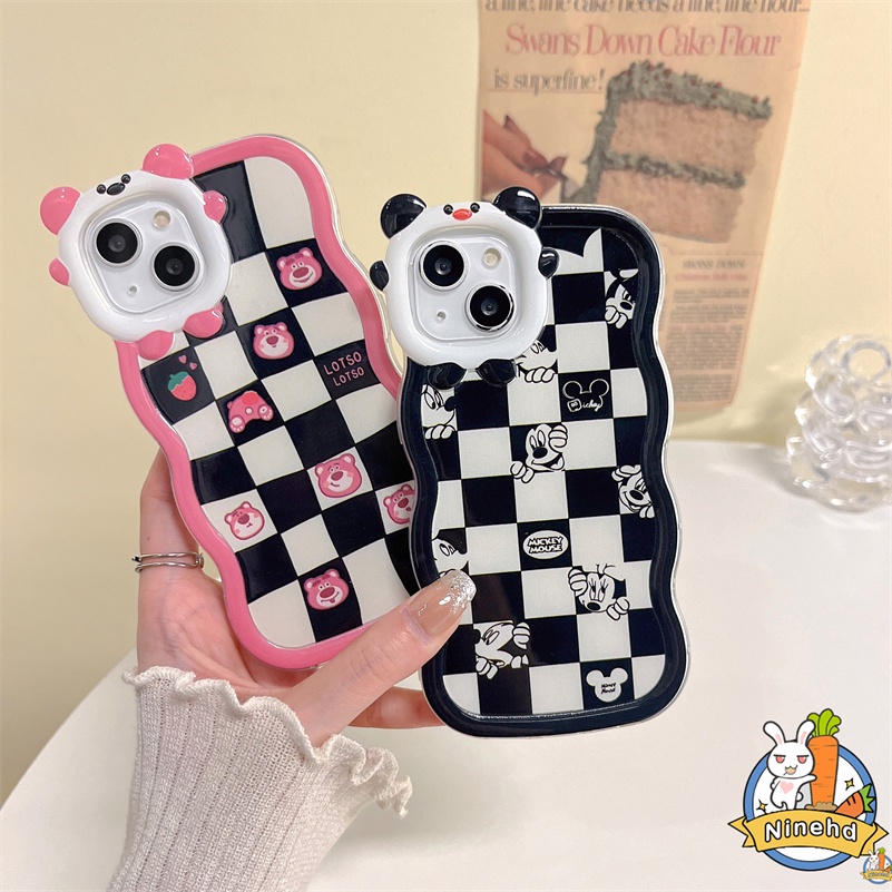 IPHONE Casing Kompatibel Untuk Iphone14 13 12 11 Pro Max X Xr Xs Max7 8 6 6s Plus Kotak-Kotak Lucu Blackpink Casing Ponsel Bergelombang Bingkai Monster Kecil Jatuh Lembut Shockproof Cover Pelindung Blackpink