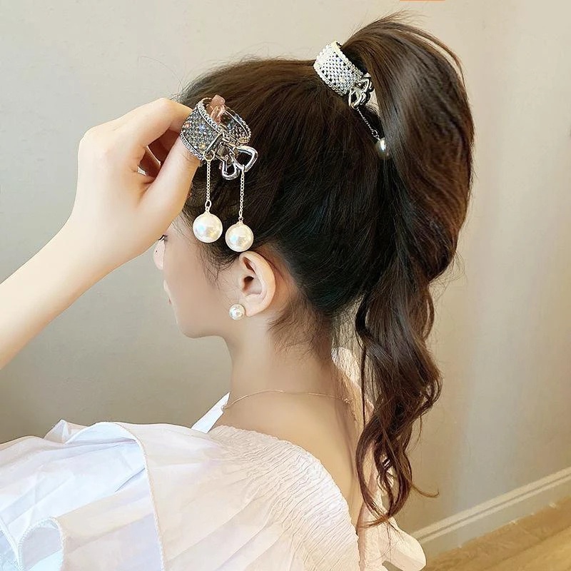 Fashion Indah Rambut Cakar/Tinggi Ponytail Artefak Rumbai Bertabur Berlian Mutiara Rambut Pin/Temperamen Aksesoris Rambut