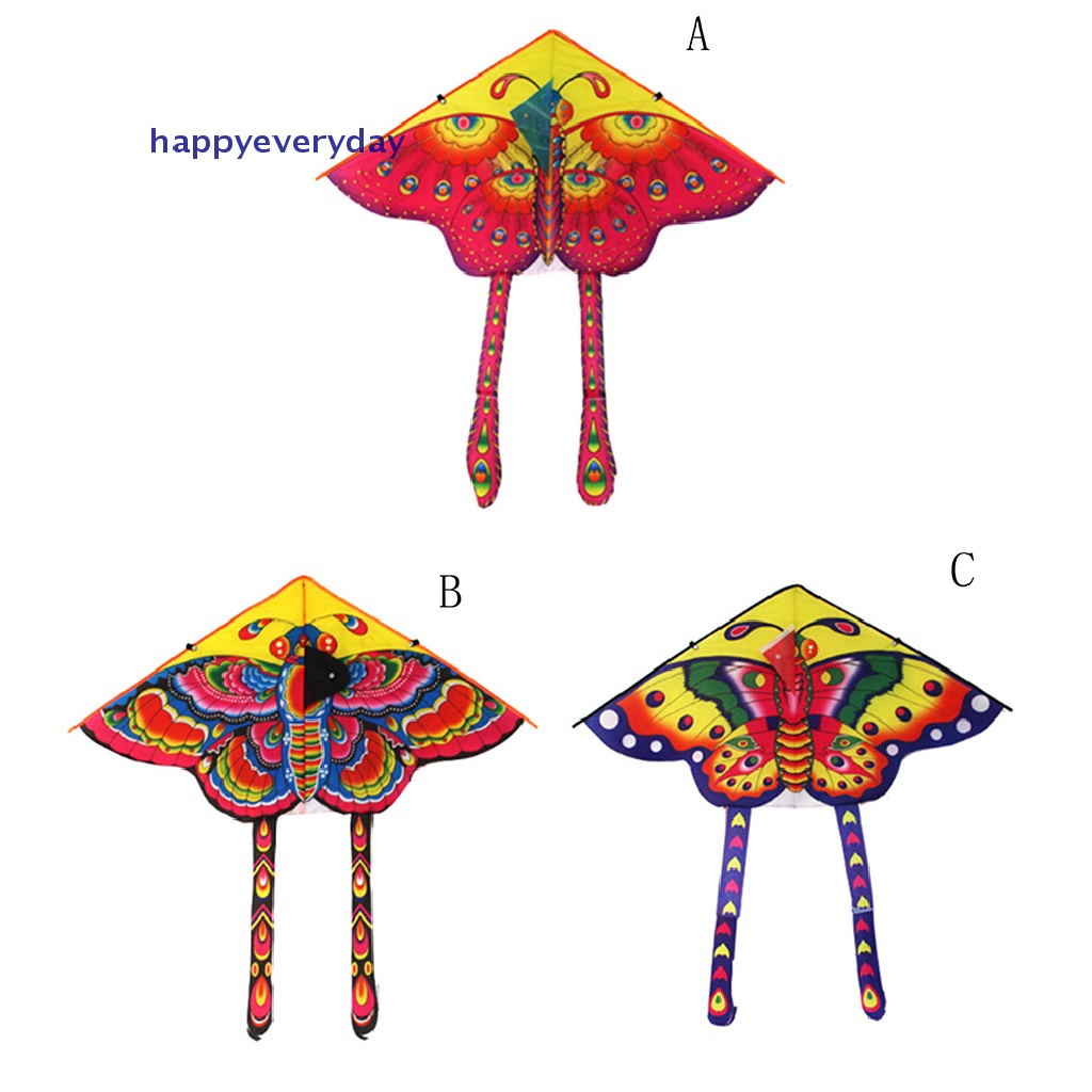 [Selamat] Besar 90 cm Layang-Layang Kupu-Kupu Garis Tunggal Novelty Animal Layangan Anak.Hadiah Mainan 90 * 55cm Nilon Hujan Kupu-Kupu Layangan Outdoor Lipat Anak Layangan Stunt Kite Surfing Tanpa L