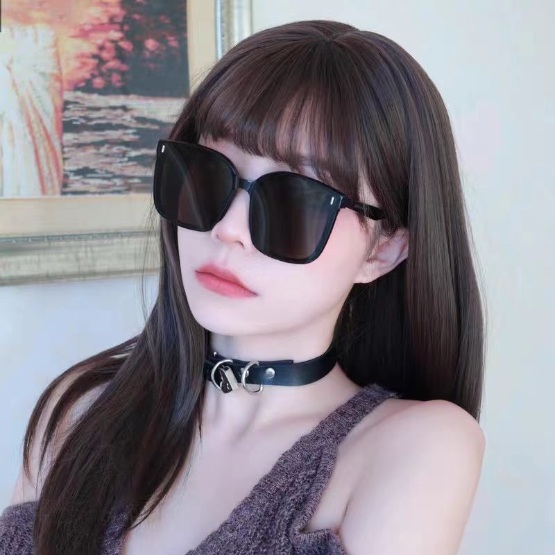 Papaozhu Retro Hitam Oversized Square Kacamata Hitam Untuk Wanita Pria Liburan UV400 Perlindungan Warna Trendi Mengemudi Kacamata Matahari Keren Kacamata